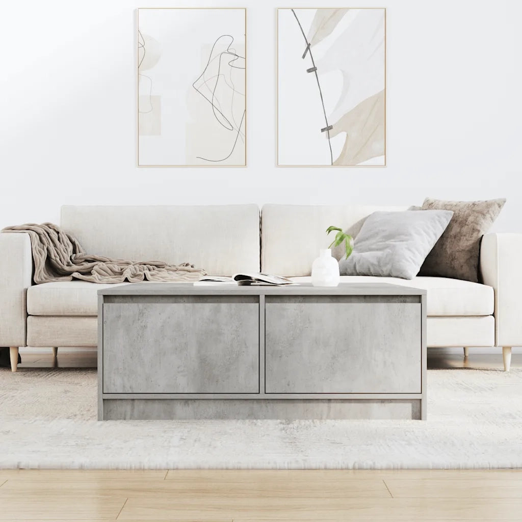 vidaXL Tavolino da Salotto con Cassetti Grigio Cemento 100x100x40 cm