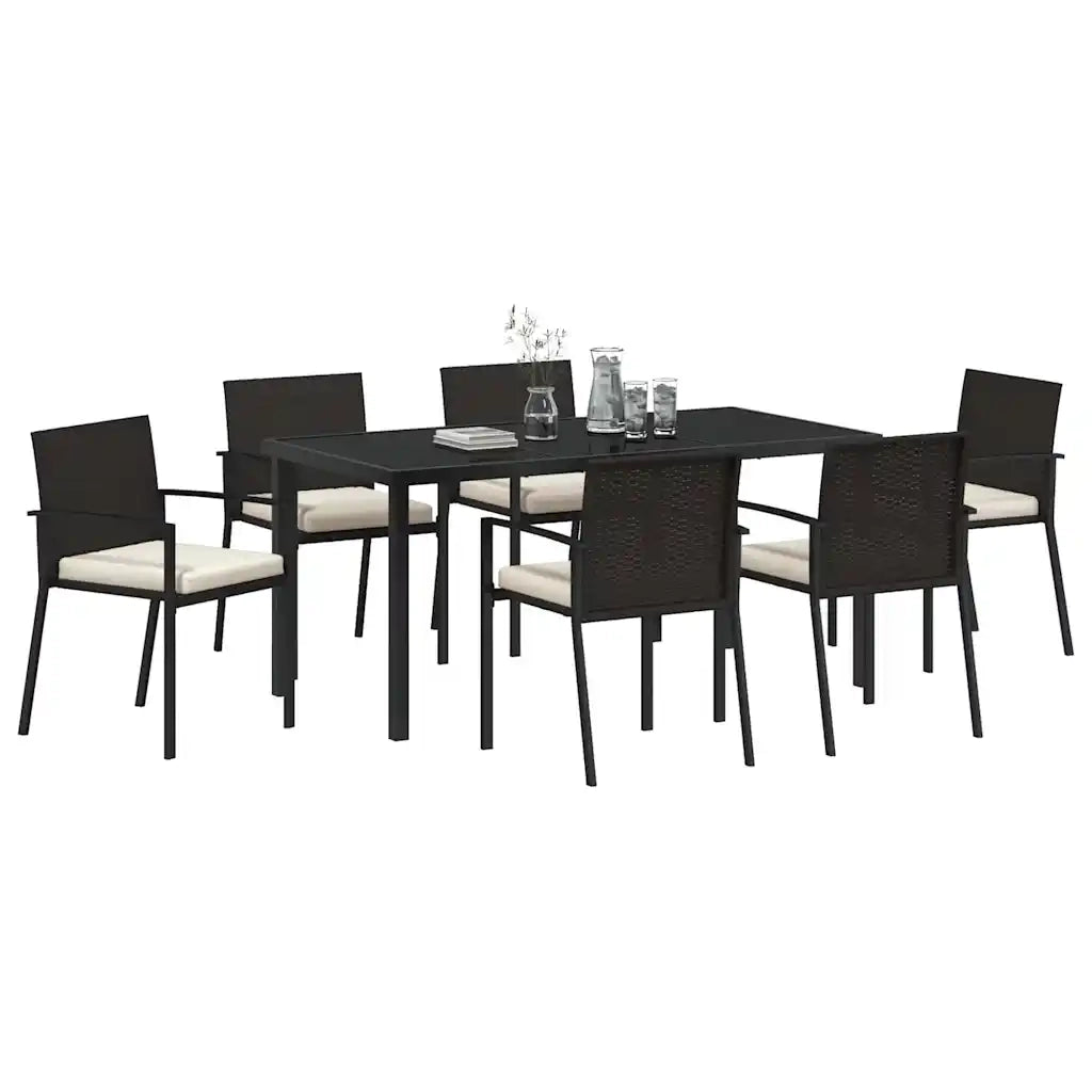 Set da Pranzo per Giardino 7 pcs Nero 3379237