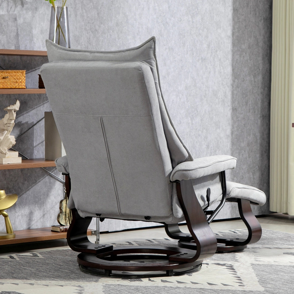 Poltrona Relax Girevole con Poggiapiedi in Velluto ¨C Zephmum ¨C Grigio