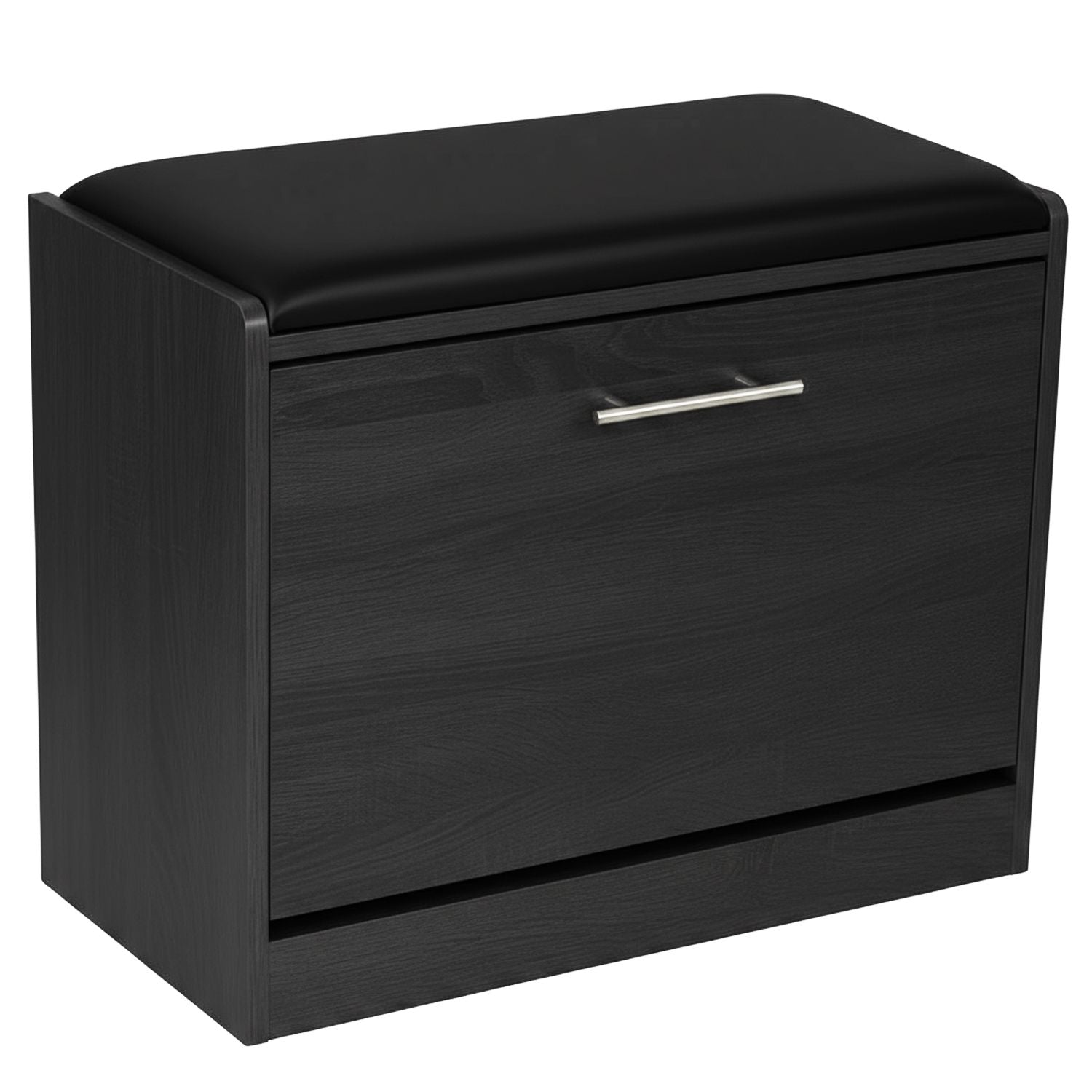 Marvin Scarpiera Panca da Ingresso Portascarpe Salvaspazio in Legno Seduta con Cuscino Anta a Ribalt Nero / Cuscino Nero