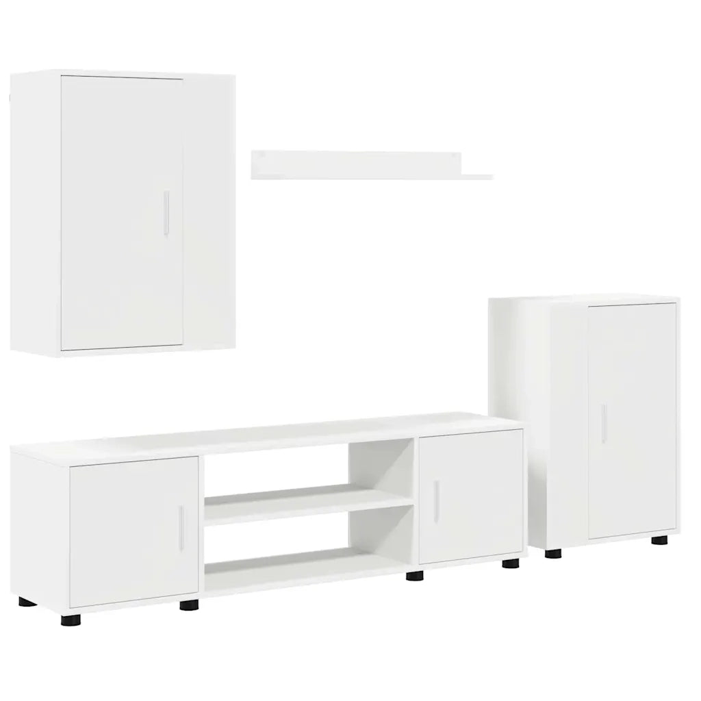 vidaXL Set di mobile TV da 4 pezzi 4 pcs Bianco Legno multistrato