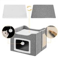 Cuccia per Gatti con Ingresso Rettangolare Tiragraffi Casetta Animali Domestici