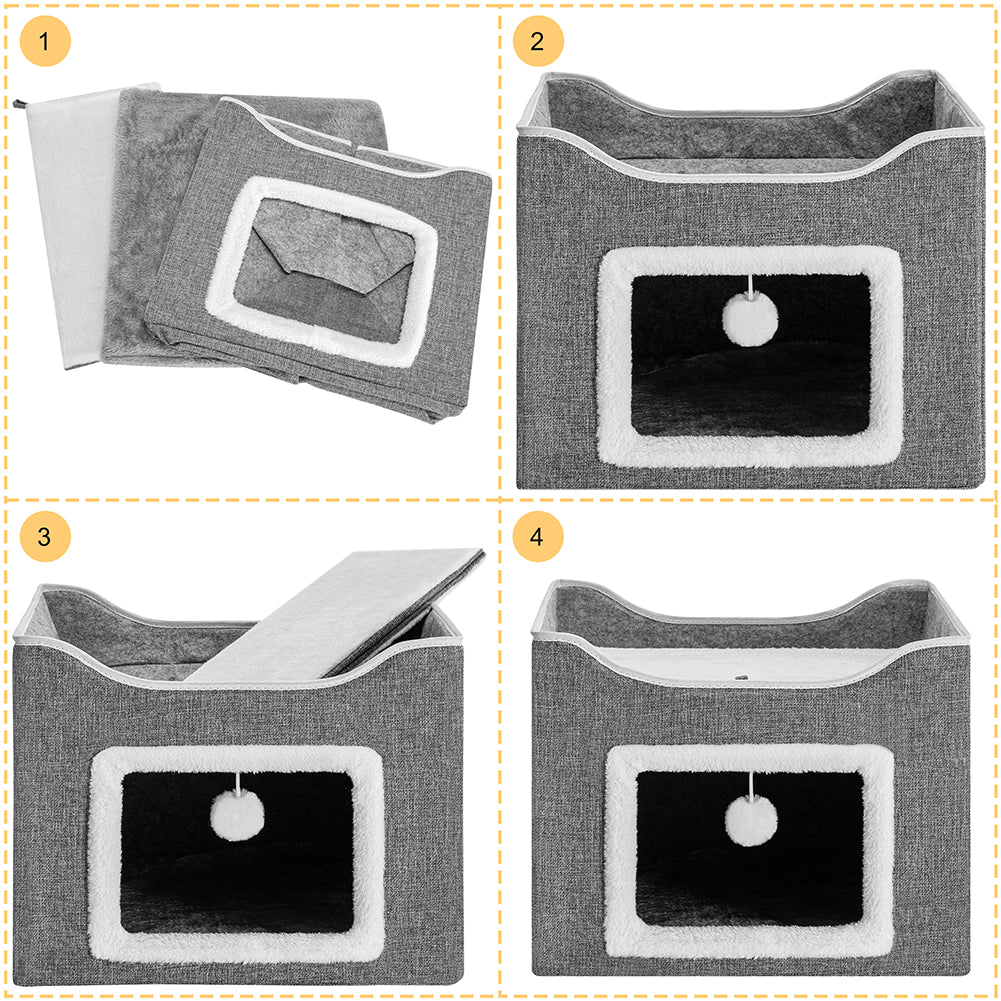 Cuccia per Gatti con Ingresso Rettangolare Tiragraffi Casetta Animali Domestici