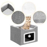 Cuccia per Gatti con Ingresso Rettangolare Tiragraffi Casetta Animali Domestici