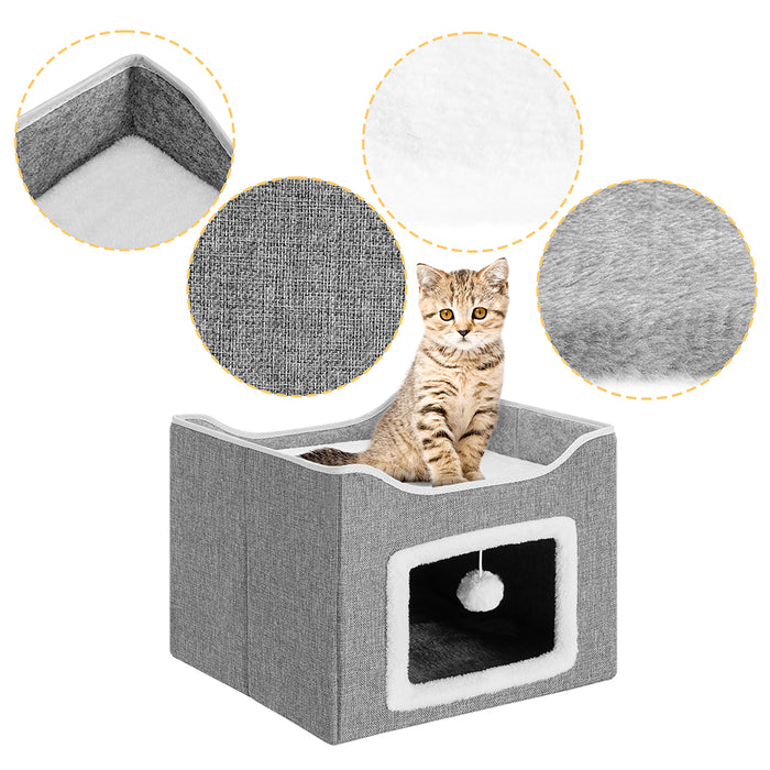 Cuccia per Gatti con Ingresso Rettangolare Tiragraffi Casetta Animali Domestici