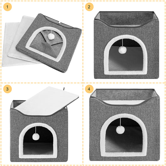 Cuccia Casa per Gatti Ingresso Arco Tiragraffi Casetta Animali Domestici 39x38cm