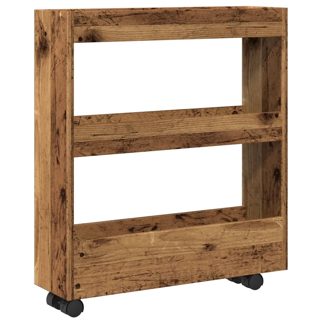 Carrello Stretto a 3 Livelli Legno Vecchio in Truciolato CFW5787374
