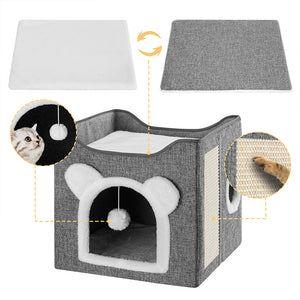 Cuccia Casa per Gatti Ingresso Arco Tiragraffi Casetta Animali Domestici 40x38cm