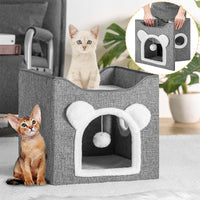 Cuccia Casa per Gatti Ingresso Arco Tiragraffi Casetta Animali Domestici 40x38cm