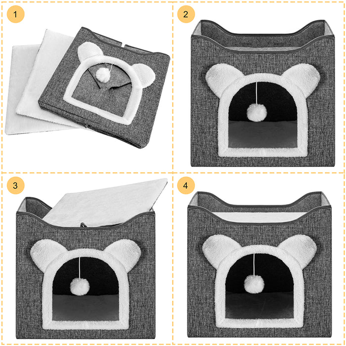 Cuccia Casa per Gatti Ingresso Arco Tiragraffi Casetta Animali Domestici 40x38cm