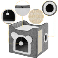 Cuccia Casa per Gatti Ingresso Arco Tiragraffi Casetta Animali Domestici 40x38cm