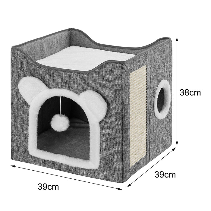 Cuccia Casa per Gatti Ingresso Arco Tiragraffi Casetta Animali Domestici 40x38cm