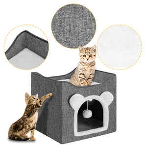 Cuccia Casa per Gatti Ingresso Arco Tiragraffi Casetta Animali Domestici 40x38cm