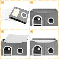 Cuccia Casa per Gatti Doppio Ingresso Tiragraffi Casetta Animali 61x41x33.5 cm