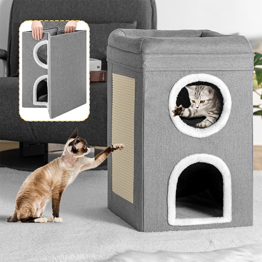 Cuccia Casa per Gatti 3 Ripiani Tiragraffi Casetta Animali Domestici 41x41x63 cm