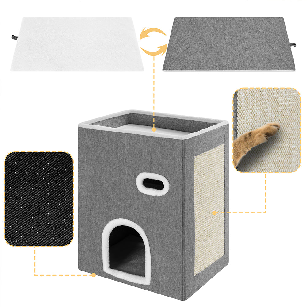 Cuccia Casa per Gatti Verticale Tiragraffi Casetta Animali Domestici 48x37.5x63cm