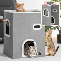 Cuccia Casa per Gatti Verticale Tiragraffi Casetta Animali Domestici 48x37.5x63cm