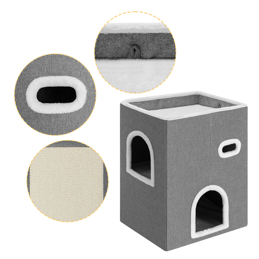 Cuccia Casa per Gatti Verticale Tiragraffi Casetta Animali Domestici 48x37.5x63cm