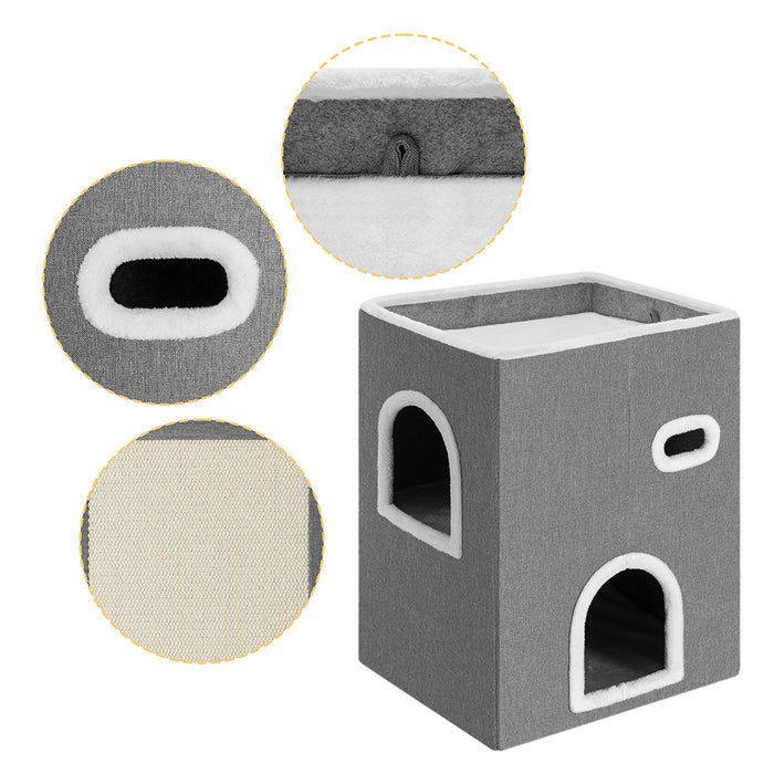 Cuccia Casa per Gatti Verticale Tiragraffi Casetta Animali Domestici 48x37.5x63cm