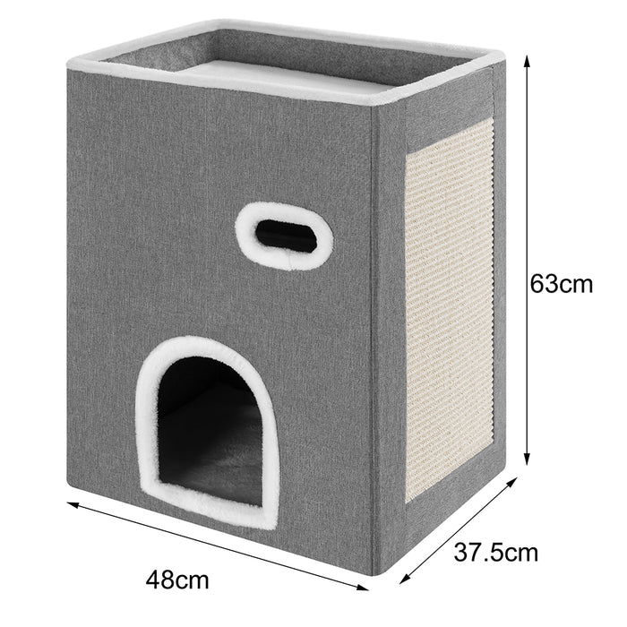 Cuccia Casa per Gatti Verticale Tiragraffi Casetta Animali Domestici 48x37.5x63cm