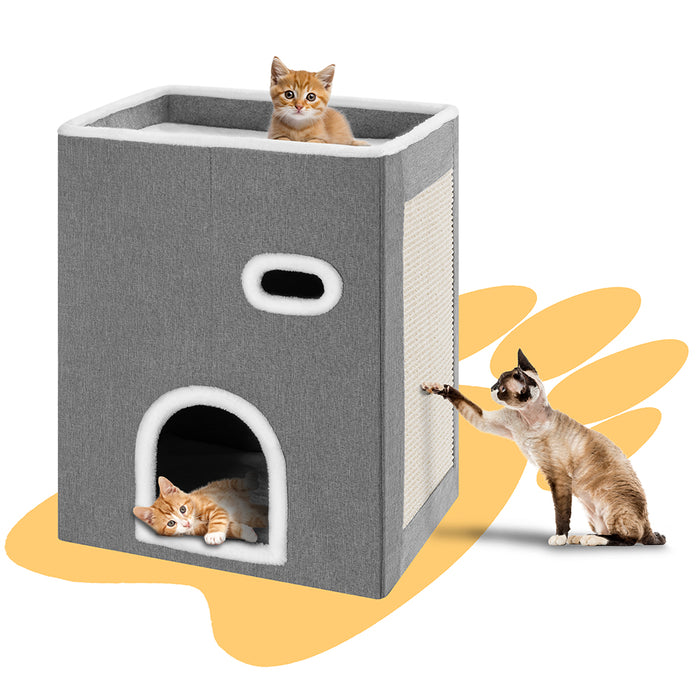 Cuccia Casa per Gatti Verticale Tiragraffi Casetta Animali Domestici 48x37.5x63cm