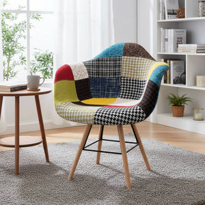 Marvin Poltrona Patchwork Relax Sedia Colorata Design In Tessuto Con Struttura Legno Di Faggio Schienale Braccioli Imbot