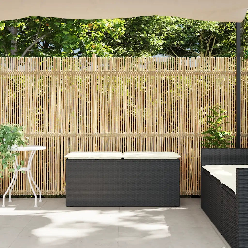Panca da Giardino con Cuscino Nera 110x40x44 cm in Polyrattan