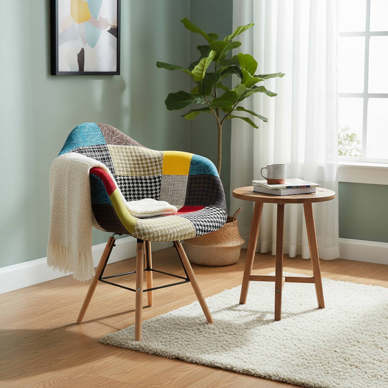 Marvin Poltrona Patchwork Relax Sedia Colorata Design In Tessuto Con Struttura Legno Di Faggio Schienale Braccioli Imbot