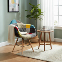 Marvin Poltrona Patchwork Relax Sedia Colorata Design In Tessuto Con Struttura Legno Di Faggio Schienale Braccioli Imbot