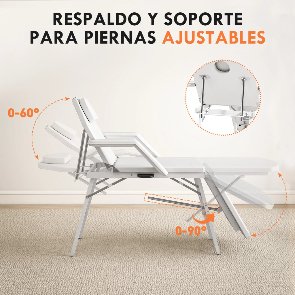 Lettino da massaggio pieghevole 3 zone ¨C Xylo ¨C Bianco 182x82x68 cm