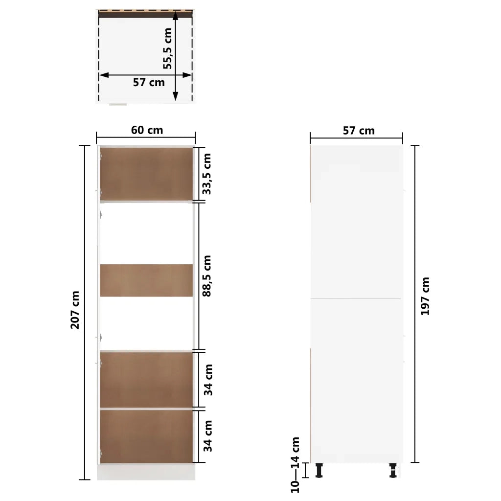 Mobile per Frigo “Lyon” Bianco 60x57x207 cm Legno Multistrato 802538