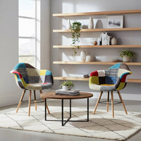 Marvin Poltrona Patchwork Relax Sedia Colorata Design In Tessuto Con Struttura Legno Di Faggio Schienale Braccioli Imbot