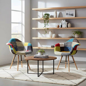 Marvin Poltrona Patchwork Relax Sedia Colorata Design In Tessuto Con Struttura Legno Di Faggio Schienale Braccioli Imbot