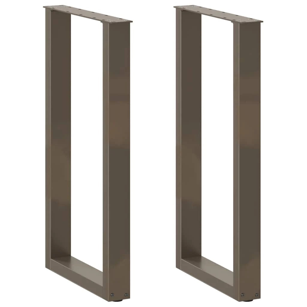 Set di 2 gambe per tavolo da bar a forma di U 40 x 90-91 cm con piedini regolabili stile moderno acciaio naturale 02_0057459