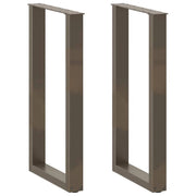 Set di 2 gambe per tavolo da bar a forma di U 40 x 90-91 cm con piedini regolabili stile moderno acciaio naturale 02_0057459
