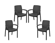 SET 4 PZ POLTRONA REGINA DA ESTERNO IN RESINA IN COLORE ANTRACITE