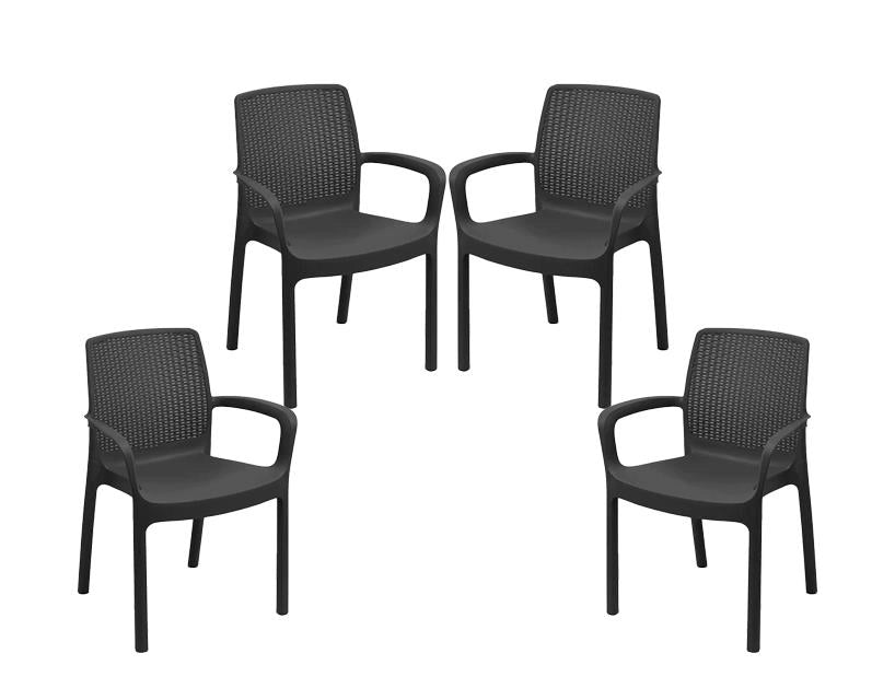 SET 4 PZ POLTRONA REGINA DA ESTERNO IN RESINA IN COLORE ANTRACITE