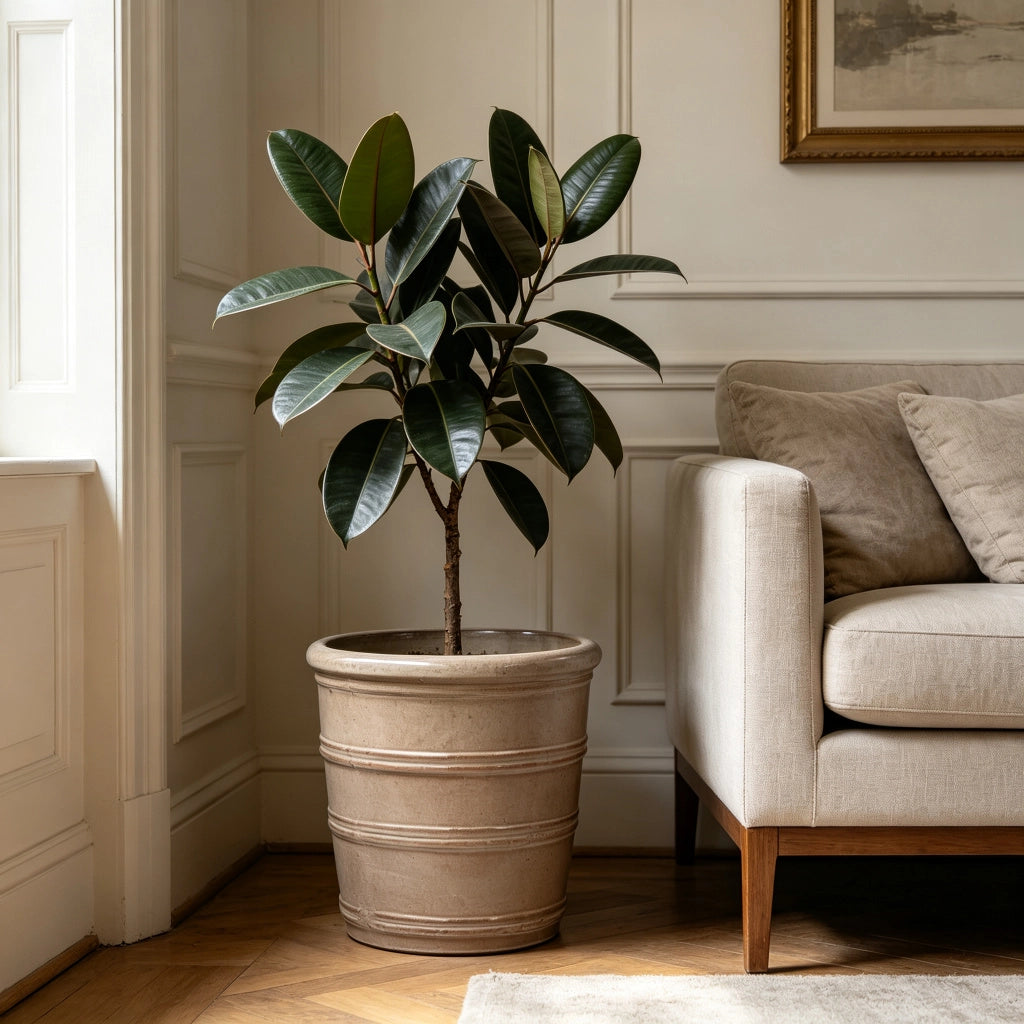 VASO IN CERAMICA 40,5 cm Taupe lucido per piante da interno e giardino