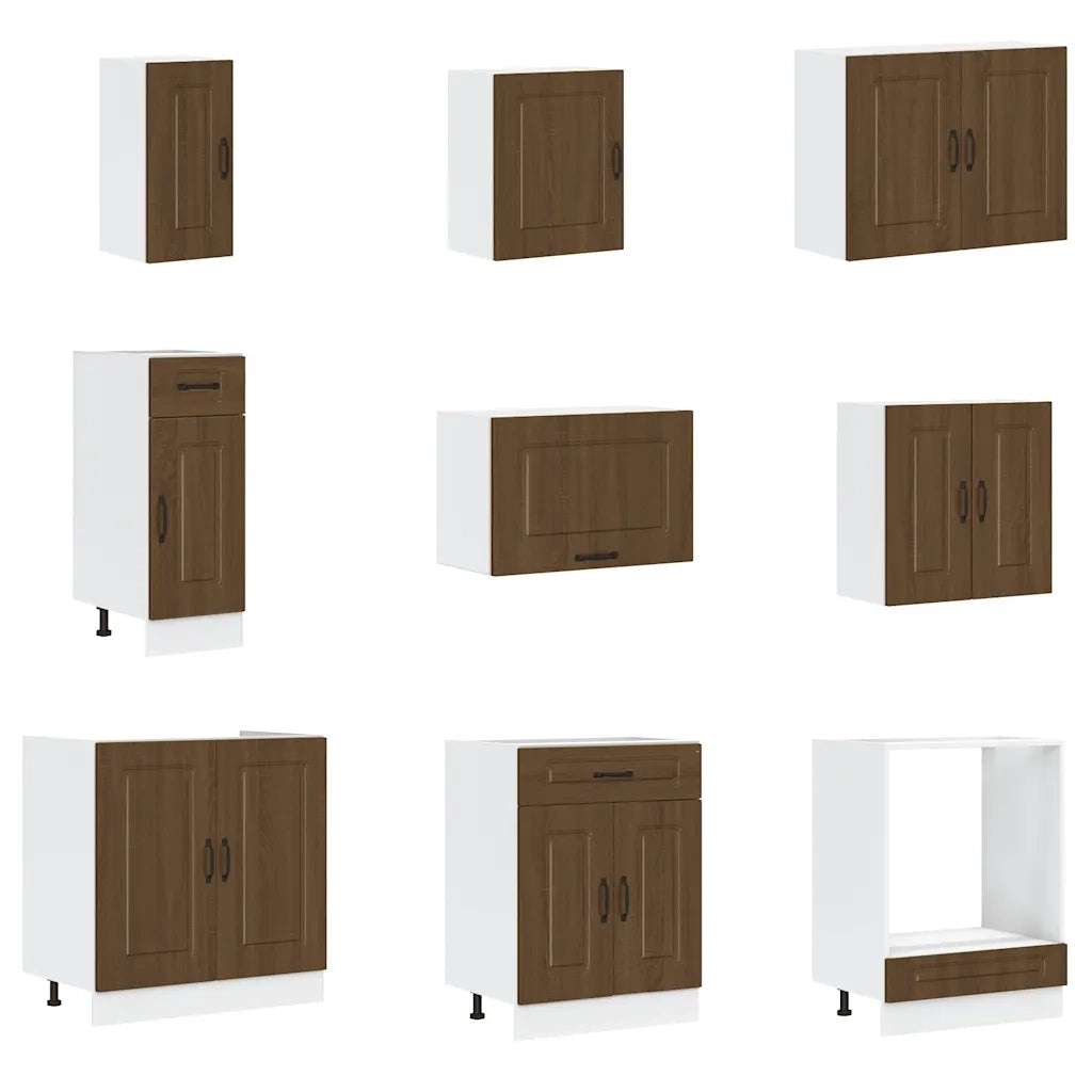 Set Mobili da Cucina 14 pz Kalmar Rovere Marrone in Truciolato 3314978