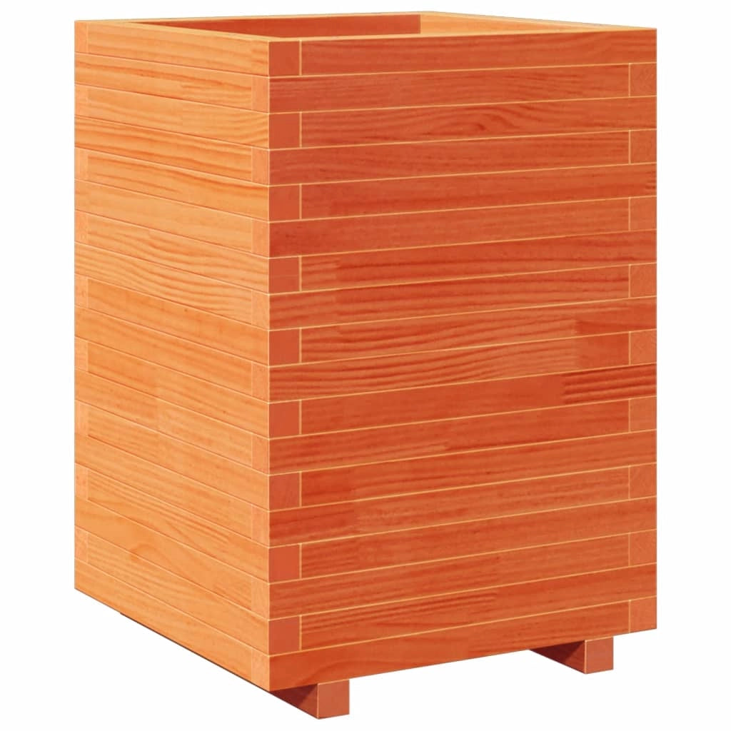 Fioriera rialzata per piante fiori patio giardino finitura a cera 50 x 50 x 72,5 cm legno di pino massiccio marrone 02_0038466