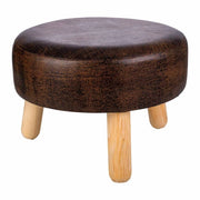 Sgabello in legno e similpelle marrone 40x40x13/29h