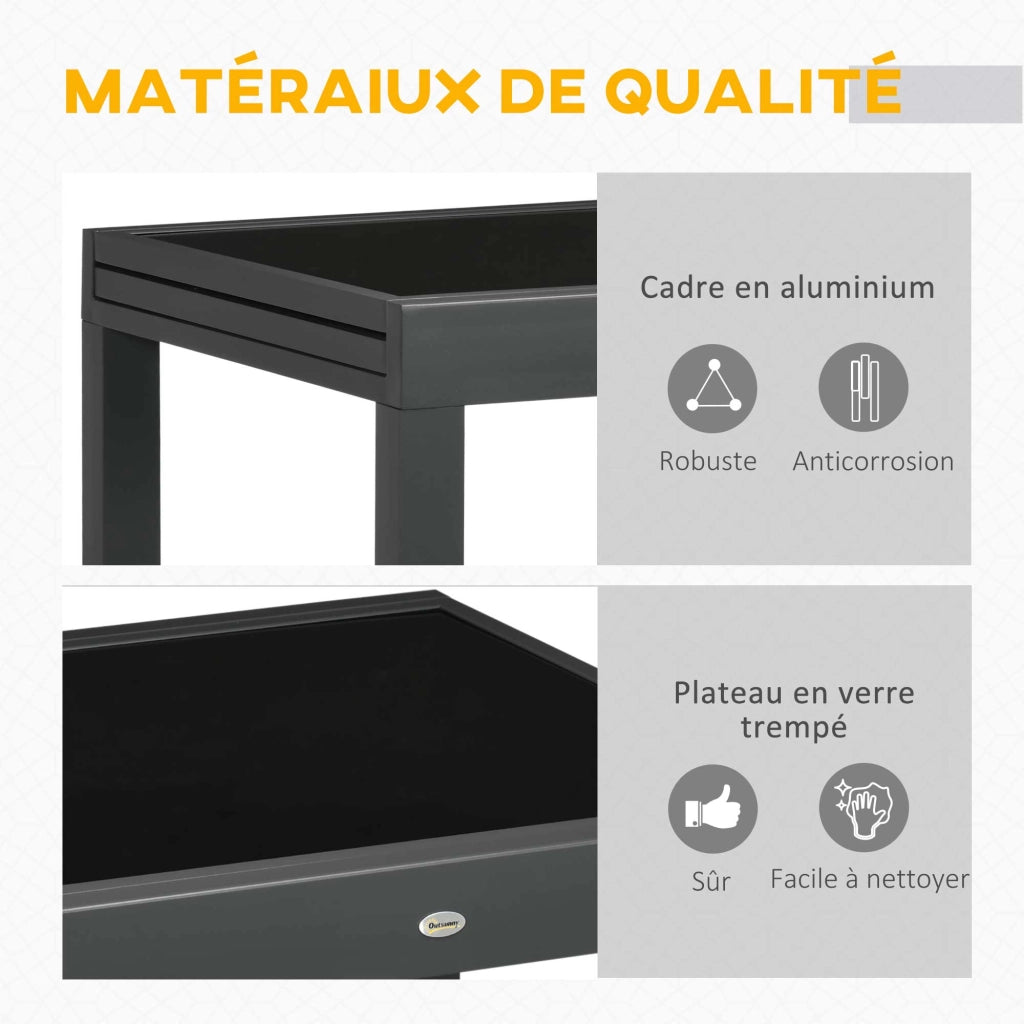 Tavolo da giardino allungabile ¨C Minimal ¨C Grigio, alluminio, vetro temperato, 160x80x75 cm