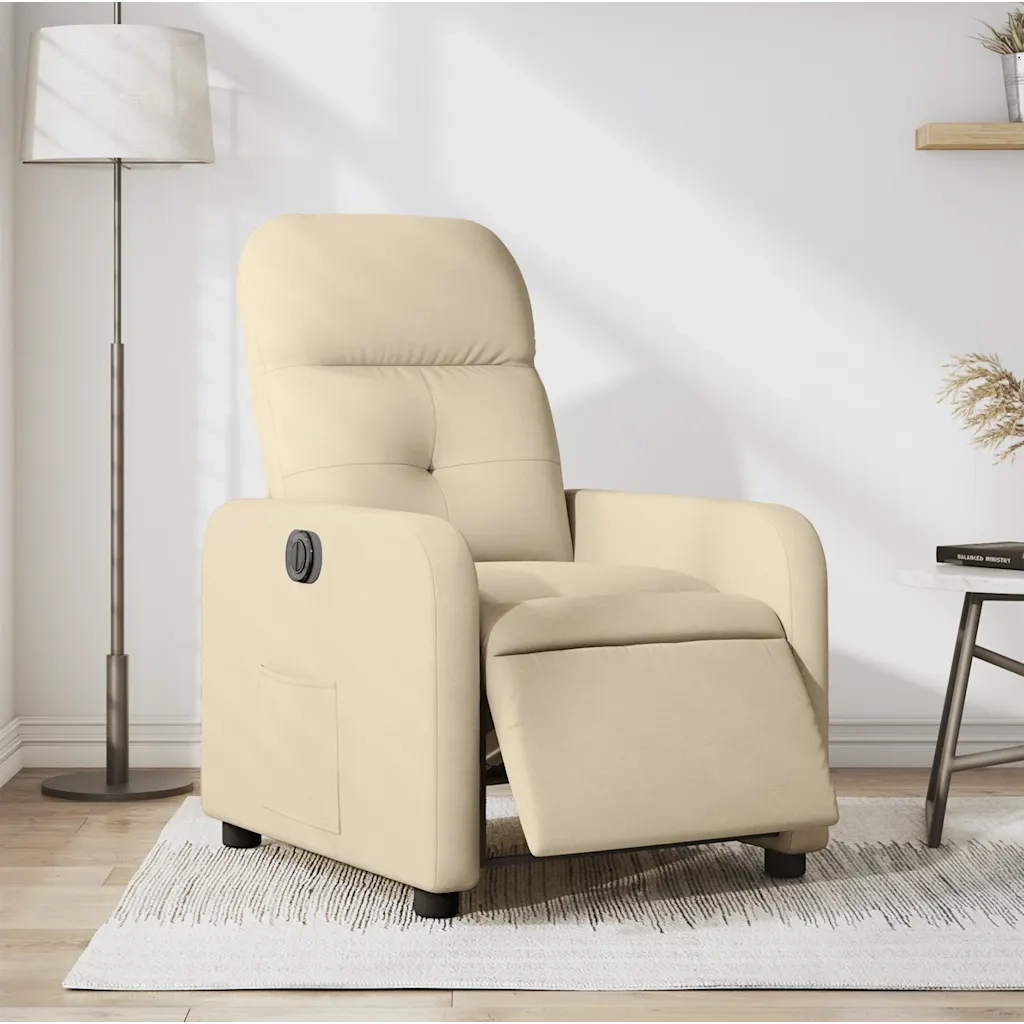 Poltrona | Sedia Relax Elettrica Reclinabile Crema in Tessuto