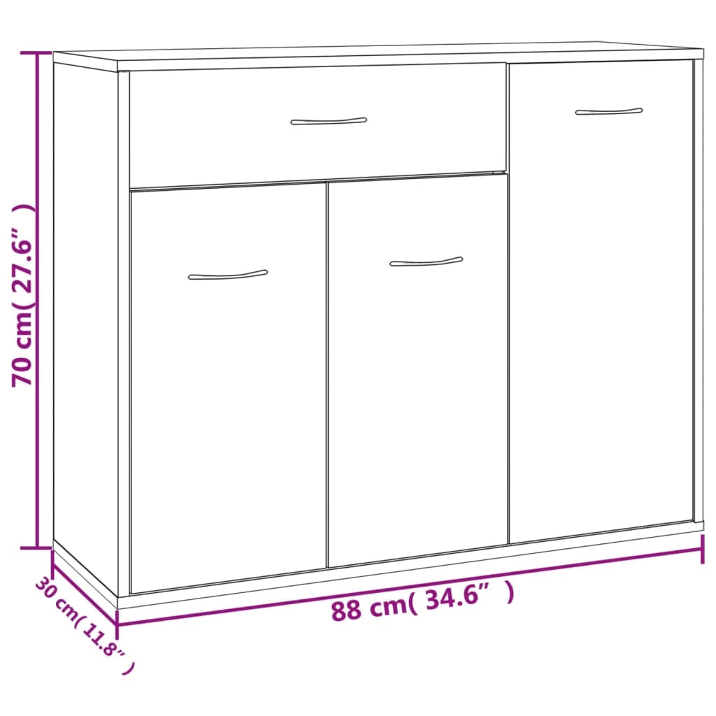 Buffet credenza cassettiera armadio mobile contenitore organizer per cucina soggiorno salotto 88 x 30 x 70 cm legno ingegnerizzato grigio 02_0032111