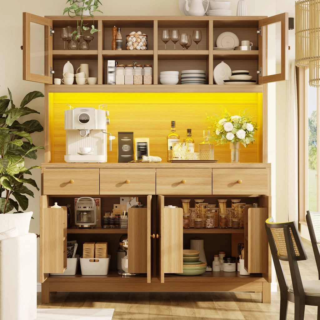Credenza LED RGB con 4 cassetti; ante e ripiani regolabili; in MDF; per cucina; 140 × 38;5 × 180 cm