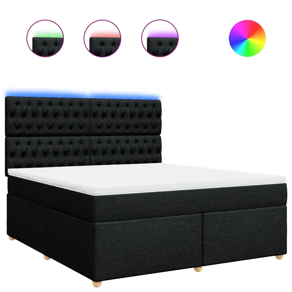 Giroletto a Molle con Materasso Nero 180x200 cm in Tessuto