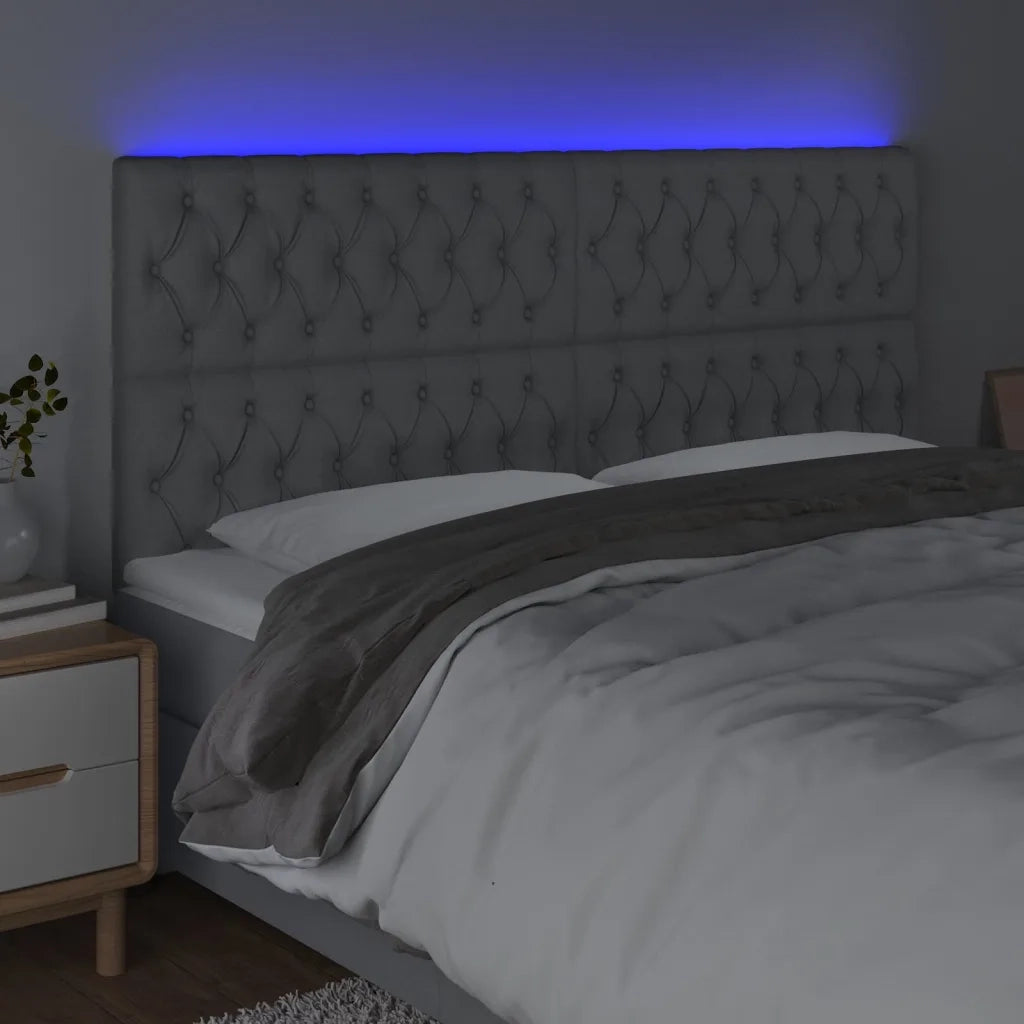 Testiera a LED Grigio Chiaro 200x7x118/128 cm in Tessuto 3122782