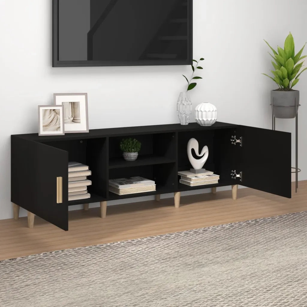 Mobile Porta TV Nero 150x30x50 cm in Legno Multistrato cod mxl 15431