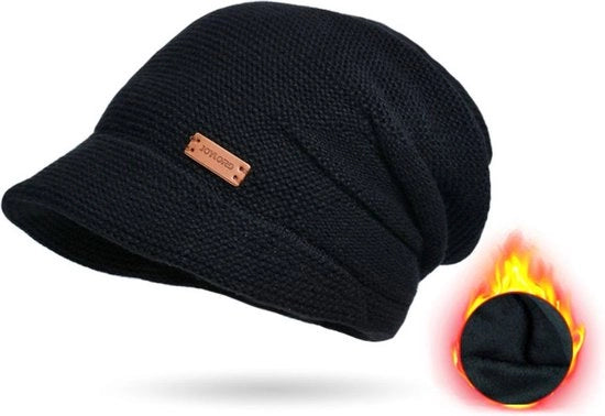 Muta invernale con bordo intrecciato - cappello caldo senza cuciture per donne - cappello intrecciato con protezione solare - cappello caldo a doppia imbottitura morbida - cappello morbido con finitura moda - nero
