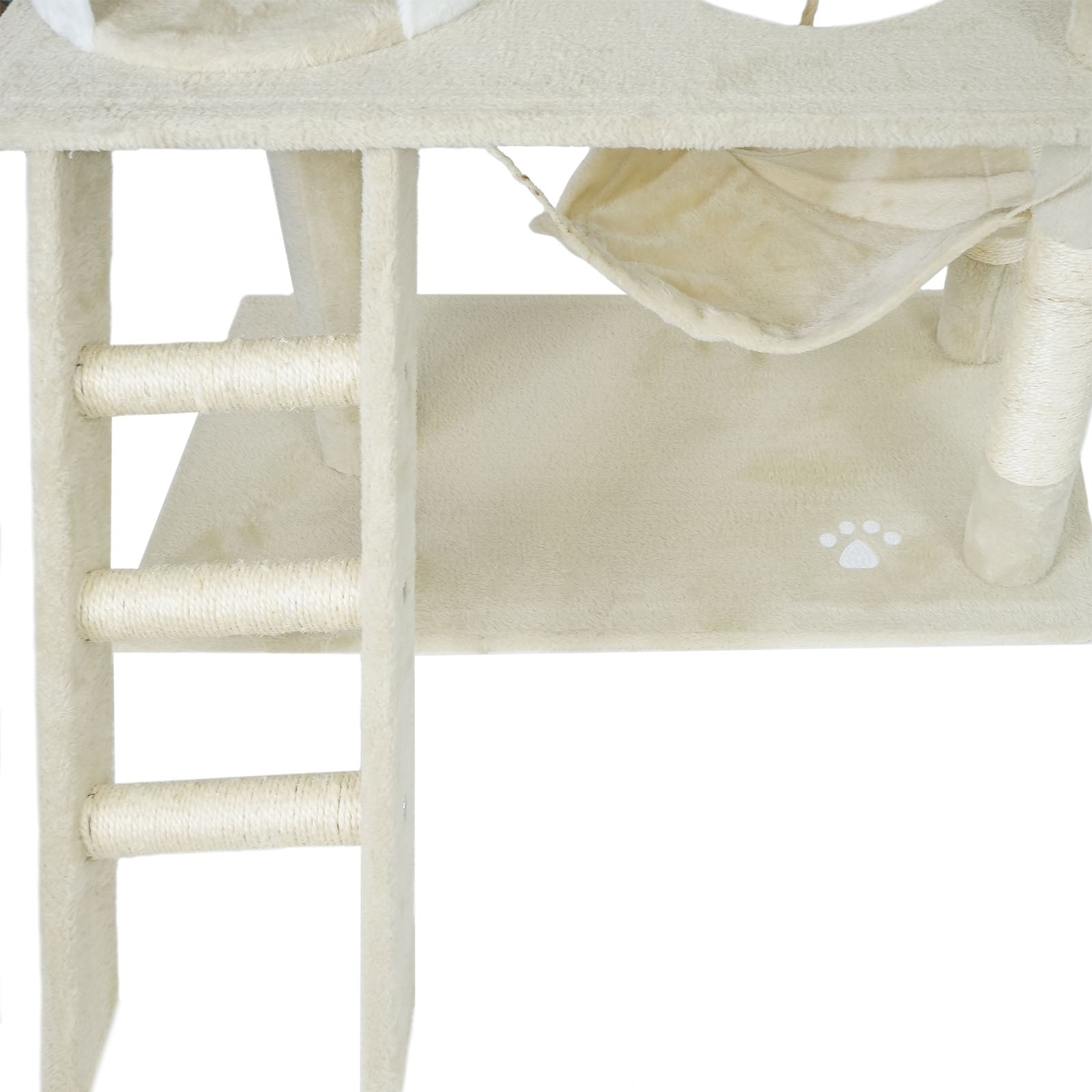 Albero tiragraffi per gatti beige/bianco 141cm per arrampicarsi Sisal